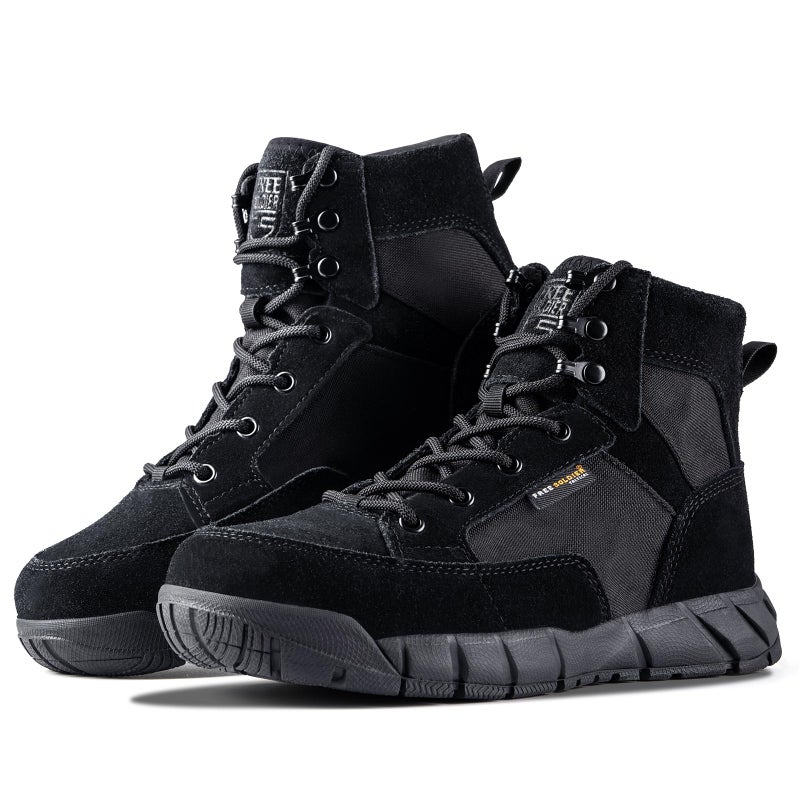 FREE SOLDIER Waterproof Hiking Work Boots Men's Tactical Boots 6 Inches Lightweight Military Boots Breathable Desert Boots(Black 10) - Image 1